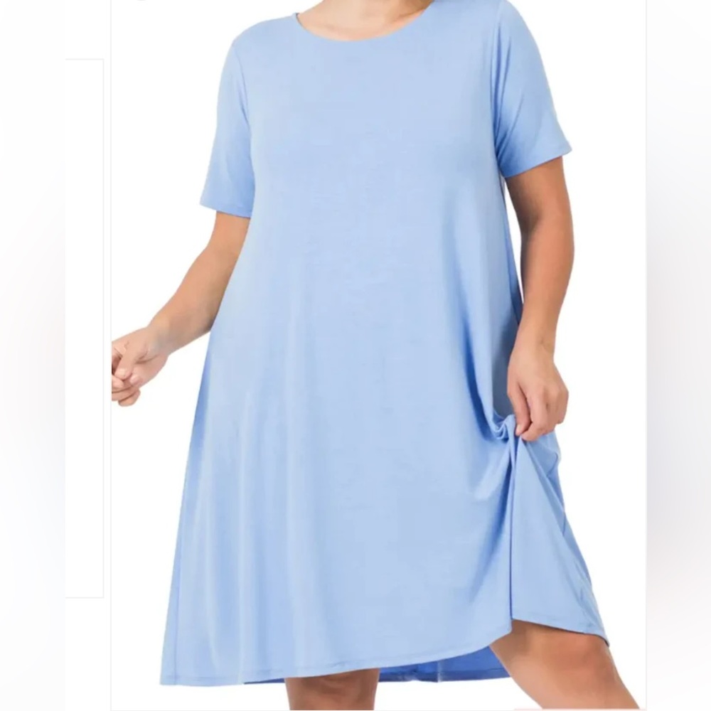 T-shirt pocket dress - curvy/plus (Periwinkle)